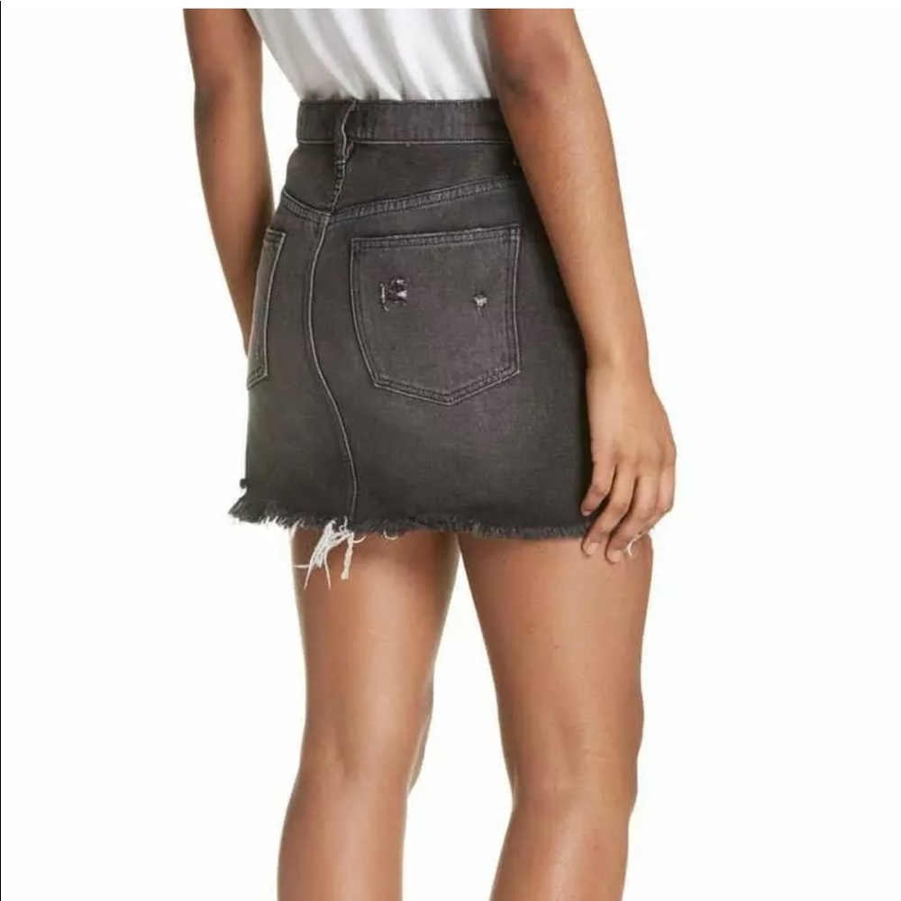Free People Black Distressed Destroyed Denim Skirt - Picture 2 of 5